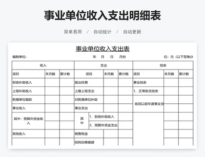 事业单位收入支出明细表