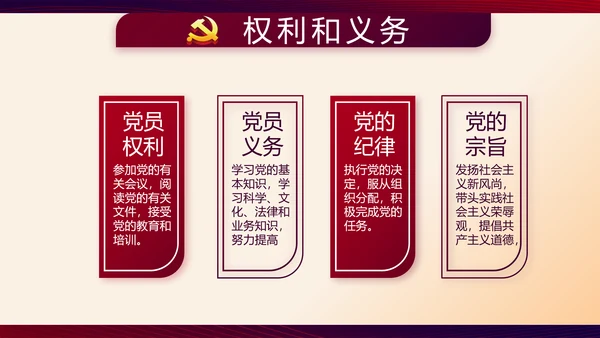 红色大气党建党员述职报告动态PPT