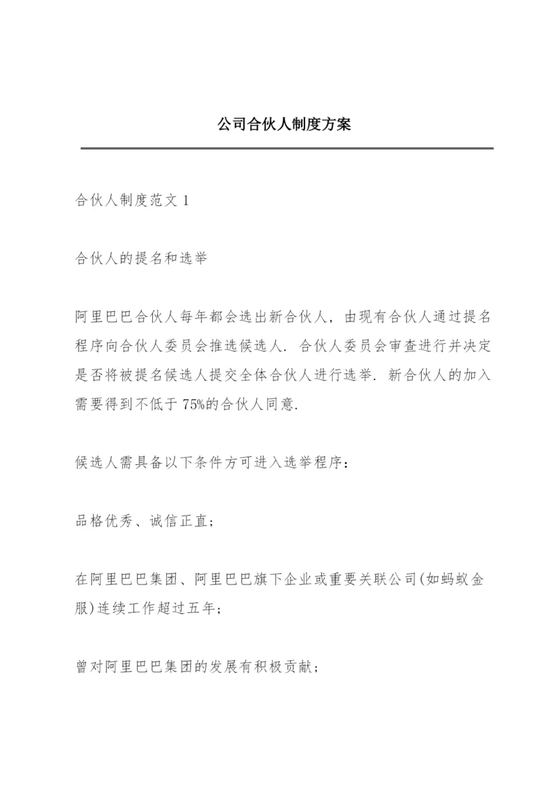 公司合伙人制度方案.docx