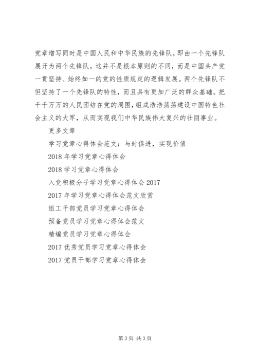 学习党章心得体会20XX年.docx