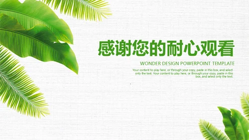 绿叶年度工作总结通用PPT模板