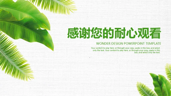 绿叶年度工作总结通用PPT模板