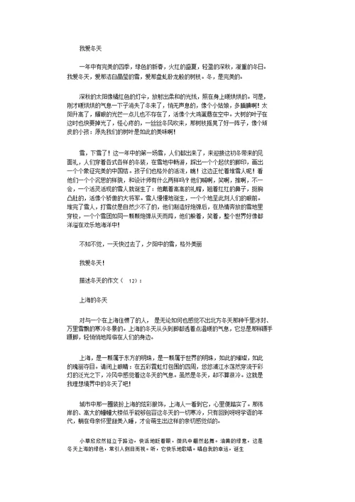 描写冬天的作文15篇完整版