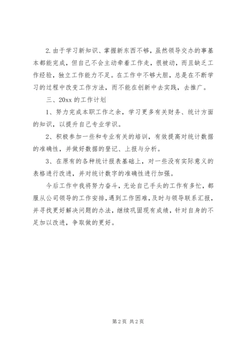 统计员个人工作总结及工作计划.docx