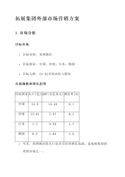 拓展集团外部市场营销方案