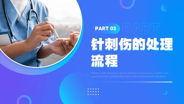 蓝色简约风发生针伤害应急预案PPT模板应急预案培训