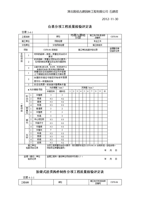 古建工程质量检验评表