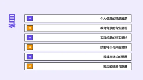 紫色插画大学生个人简历PPT模板