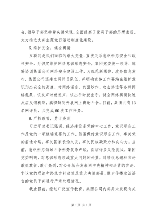 集团党委落实意识形态工作责任制情况自查总结.docx