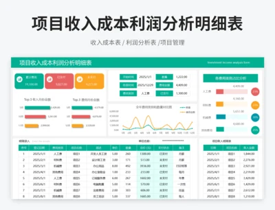 项目收入成本利润分析明细表