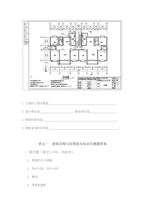 2023年单元一建筑制图与绘图基本知识自测题.docx