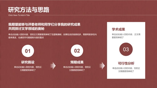 红色花卉复古小清新文学类专业开题报告PPT演示模板