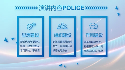 蓝色大气民警工作总结汇报PPT动态模板