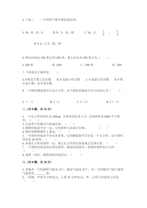 苏教版数学六年级下册试题期末模拟检测卷及完整答案（有一套）.docx