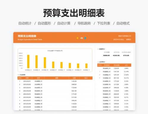 预算支出明细表