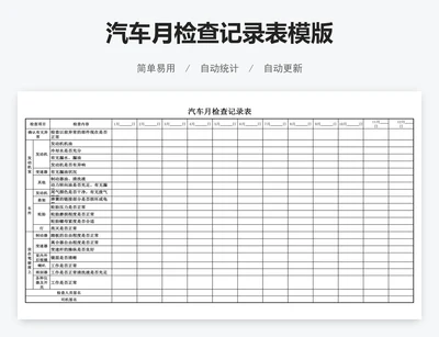 汽车月检查记录表模版
