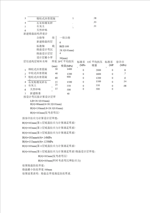 改建路段原路面当量回弹模量计算