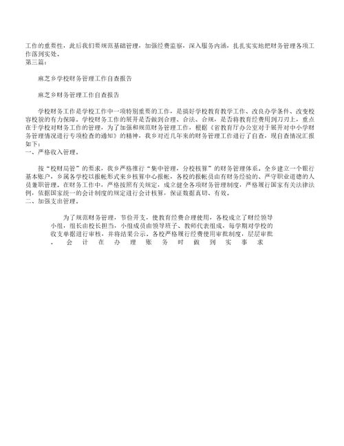 学校财务管理自查报告计划版