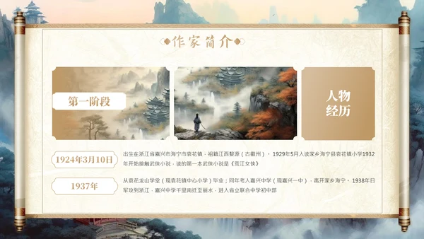 金庸武侠文学小说作家知识ppt模板