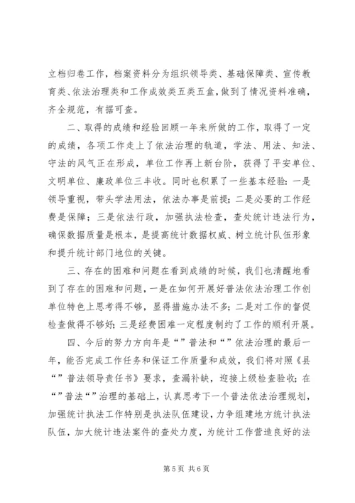 县统计局普法依法整治工作汇报.docx