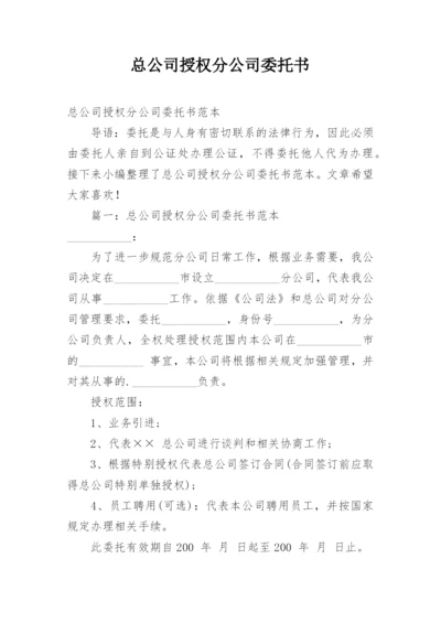 总公司授权分公司委托书.docx