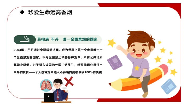 创无烟学校禁烟课件通用PPT模板