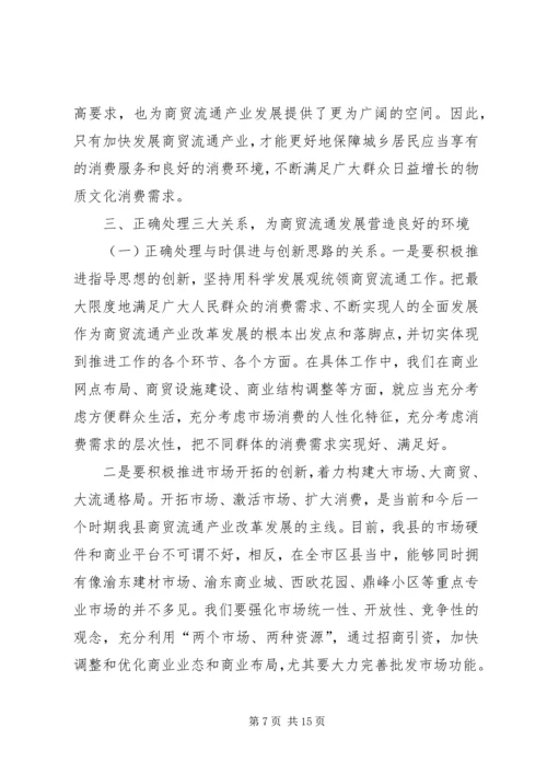 副县长在商贸流通产业工作会议讲话.docx