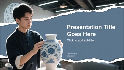 蓝灰色国风非遗传承的当代表达PPT主题