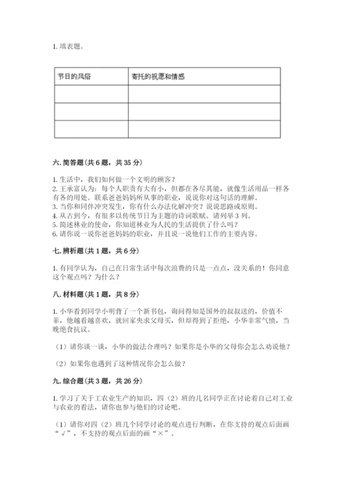 部编版道德与法治四年级下册 期末测试卷带答案（a卷）.docx
