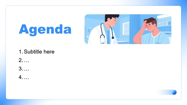 蓝色渐变插画风医院疾病科普活动策划PPT主题模板