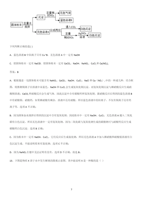 人教版2023初中化学九年级化学下册第十单元酸和碱经典知识题库.docx