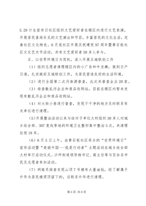 社区201X年前半年的工作计划汇报.docx
