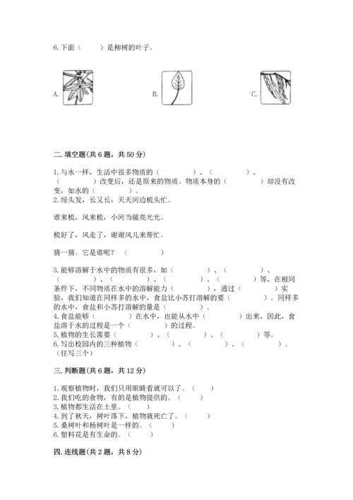 教科版科学一年级上册第一单元《植物》测试卷含答案（预热题）.docx