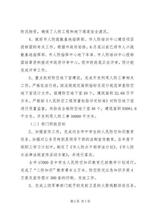 人防办目标执行工作报告.docx