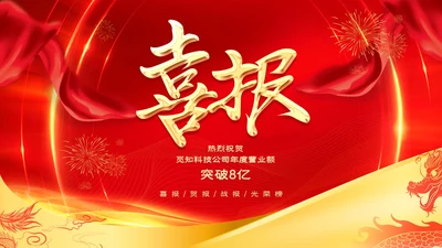 红色喜庆大气企业销售战报喜报捷报贺报PPT