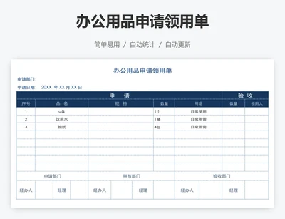 办公用品申请领用单