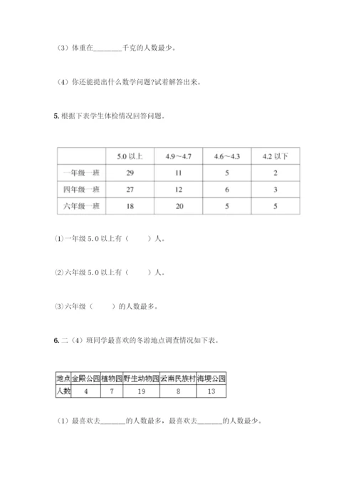 人教版二年级下册数学第一单元-数据收集整理-测试卷含答案【精练】.docx