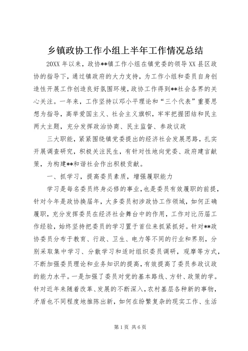 乡镇政协工作小组上半年工作情况总结.docx