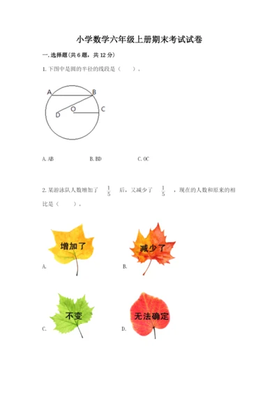 小学数学六年级上册期末考试试卷（考试直接用）word版.docx