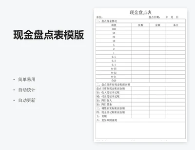 现金盘点表模版