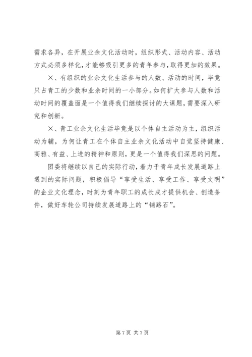 企业青工业余文化生活的调查与思考.docx