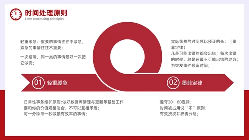 简约风红色时间管理与效率提升培训PPT