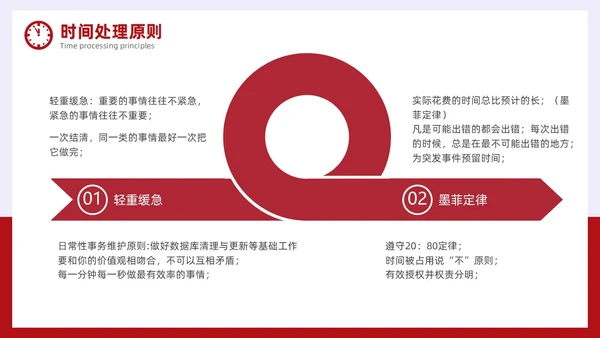 简约风红色时间管理与效率提升培训PPT