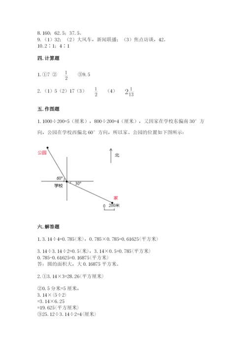 2022人教版六年级上册数学期末测试卷含答案【考试直接用】.docx