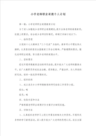 小学老师职业道德个人计划