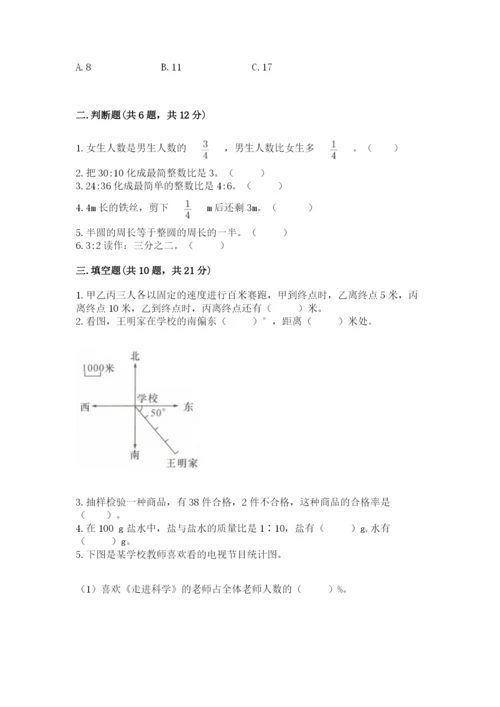 人教版六年级上册数学期末测试卷含答案【达标题】.docx