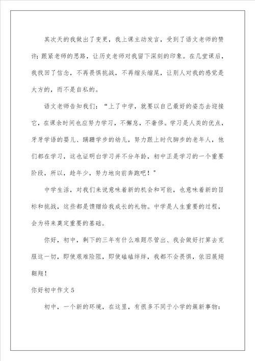 2022你好初中作文 9