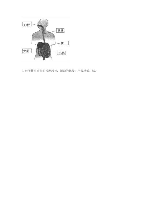 教科版科学四年级上册第二单元《呼吸和消化》测试卷带答案（新）.docx