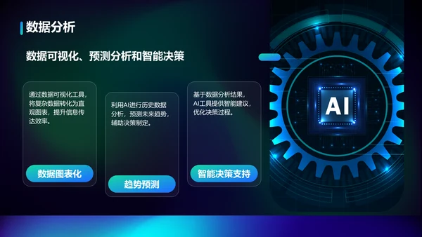 蓝色渐变风企业内训：AI工具在办公中的应用PPT模板