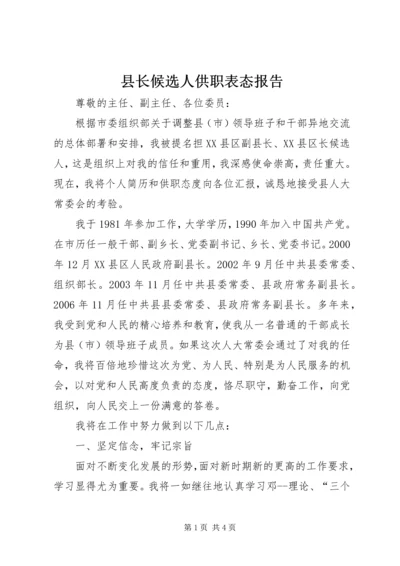 县长候选人供职表态报告.docx